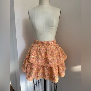 Floral orange tiered skirt aerie